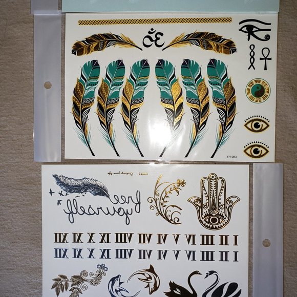 3 sheets Golden Silver Temporary Tattoo - Picture 3 of 13